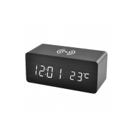 Настільний годинник від мережі та від батарейок із білою підсвіткою, температурою та зарядкою VST 889-6 (40)