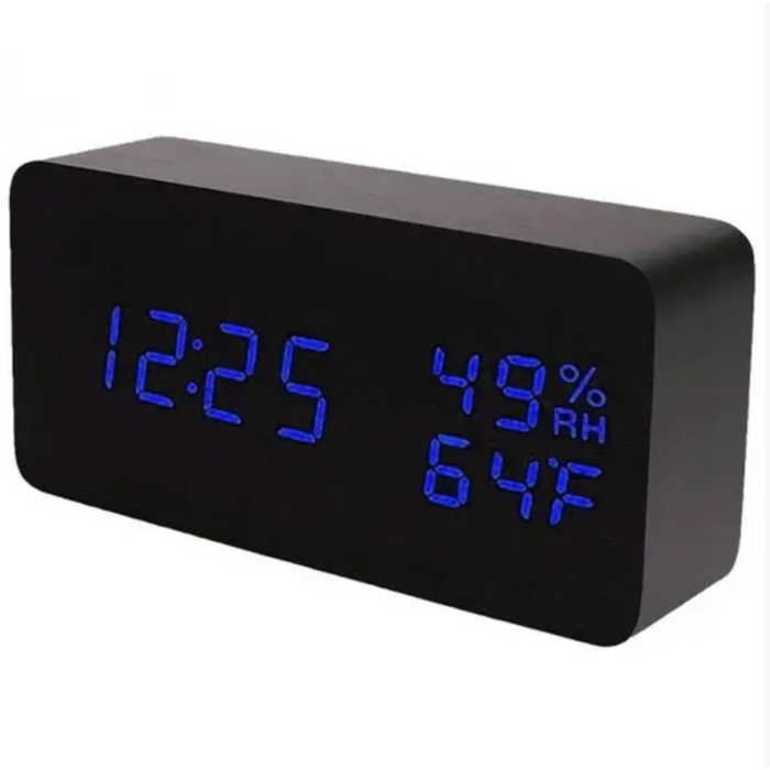 Настільний годинник із будильним годинником від мережі та від батарейок із синьою підсвіткою VST-862-5 (80)