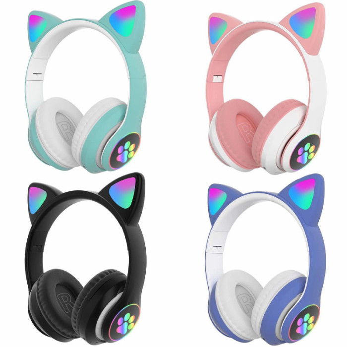 Бездротові Bluetooth-навушники з вушками Cat Ear STN 28/8893 з LED-підсвіткою (60 шт./ясть)
