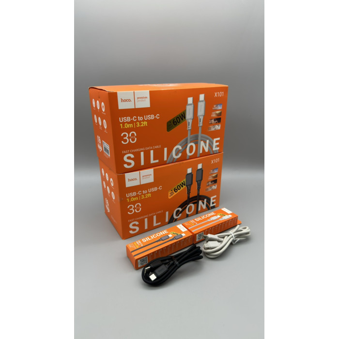 Кабель HOCO X101 Type-C to Type-C Assistant 60W silicone charging data cable