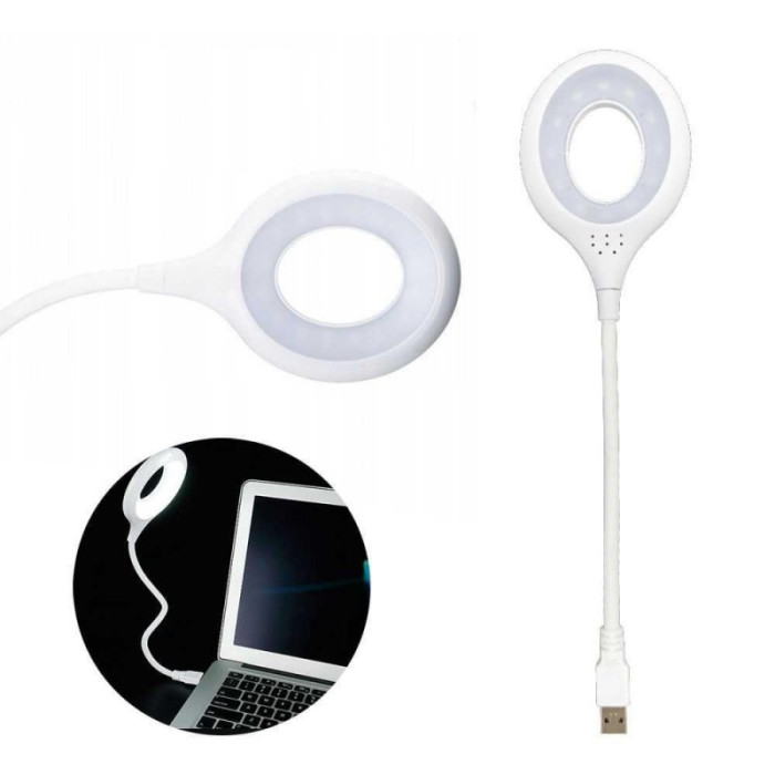Гнучкий USB-світильник з керуванням голосом 16 LED, 5 Вт, Білий Лампа USB LED lamp LK-50/ 6173 (200)
