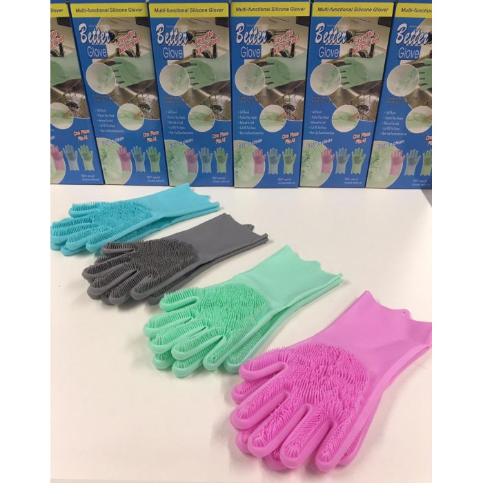 Рукавиці для миття посуду з губкою ART-0302 (100)