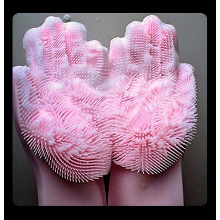 Рукавиці для миття посуду з губкою ART-0302 (100)