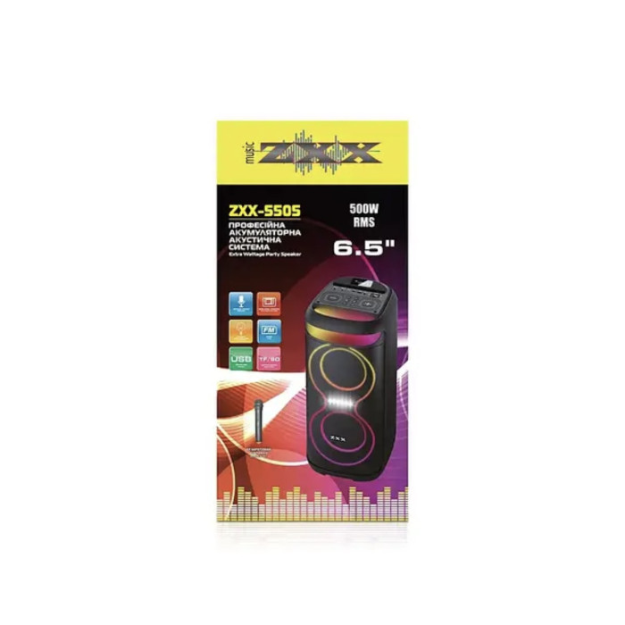 Акустична переносна колонка ZXX-5505/ 6732 40 Вт 6.5" 60х27х30 см USB/TF/FM/BT/MIC/AUX (1)