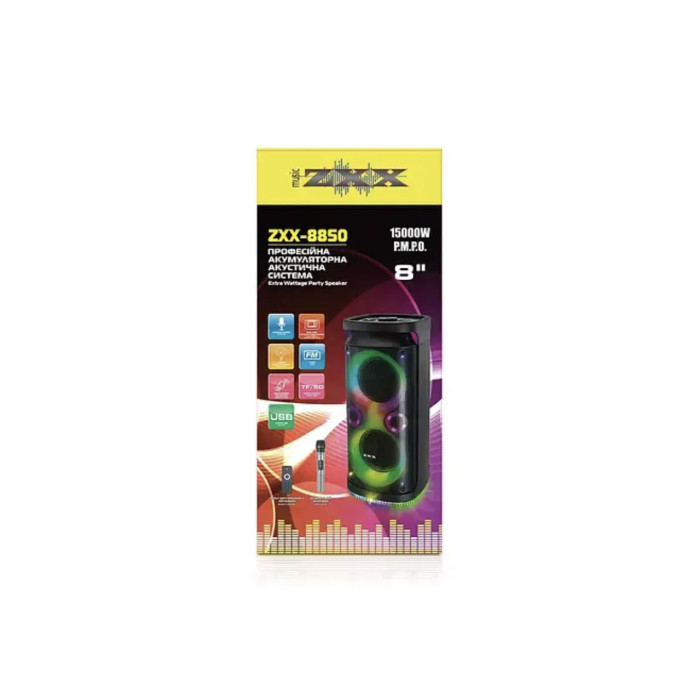 Акустична переносна колонка ZXX-8850/ 6733 60Вт 8" 71х33х31см USB/TF/FM/BT/MIC (1)