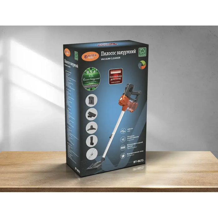 Пилосос вакуумний ручний 4200Вт 0,5л BITEK BT-8673/ 6714 (4)