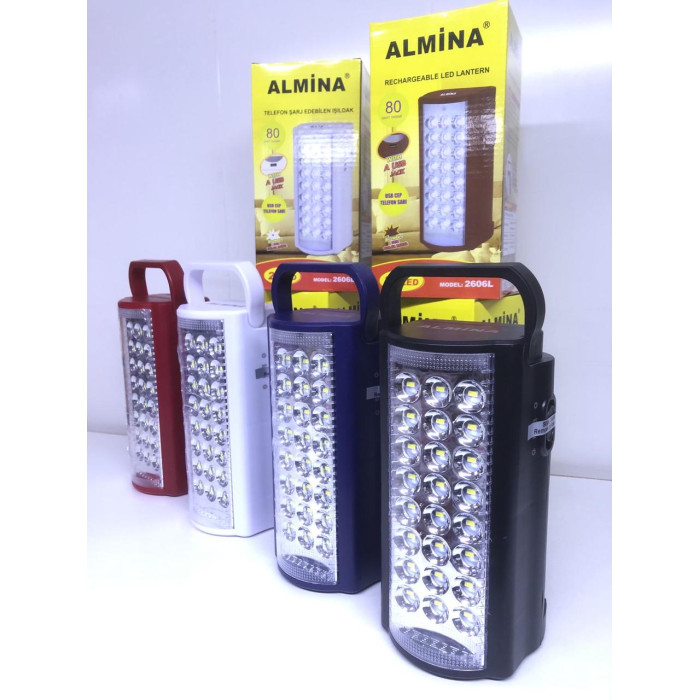 Переносний ліхтар із повербанком на 24 Led, Almina 2606L (12 шт.)