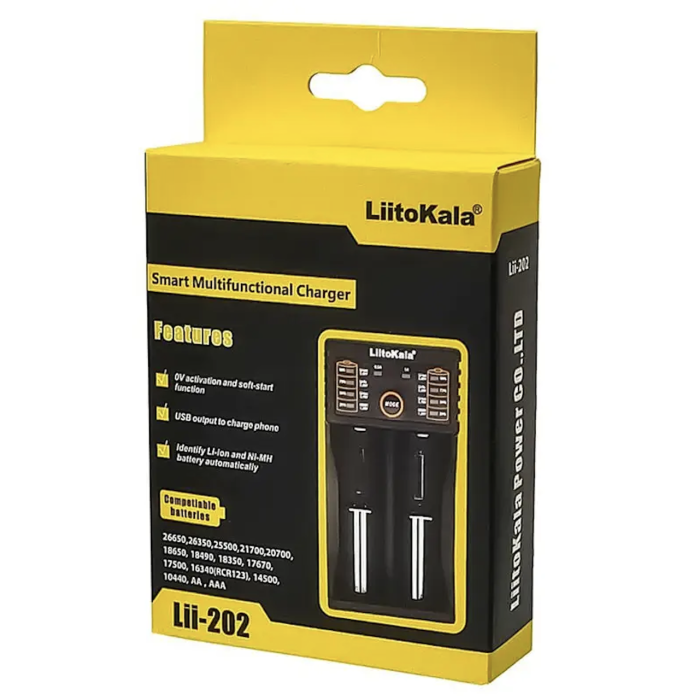 Універсальний зарядний пристрій LiitoKala Lii-202 для 18650, AA, AAA Li-Ion ART-8900 (100)