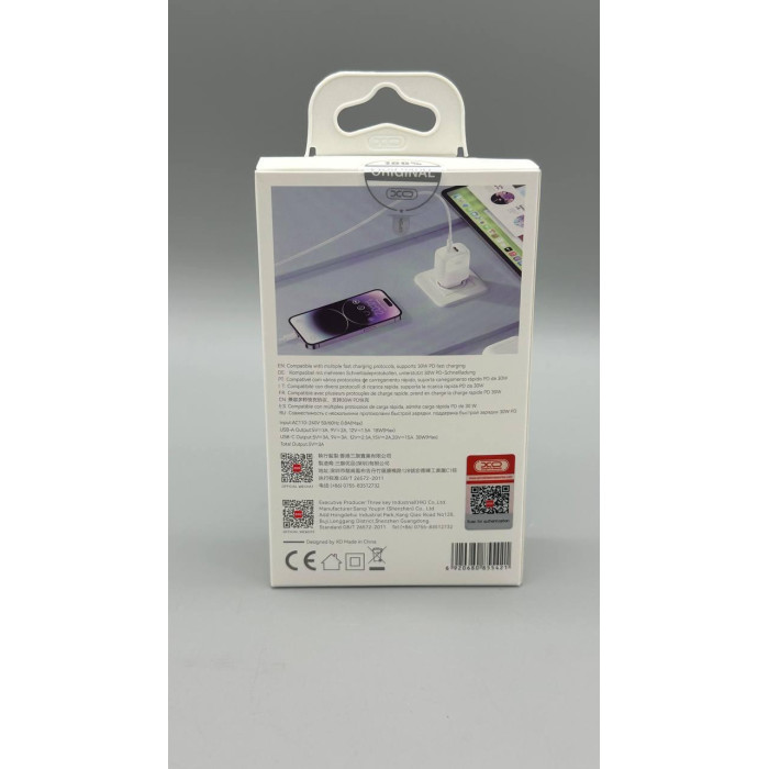 СЗУ XO. L138 30W GaN nitride (1USB-A+1USB-C) (210)