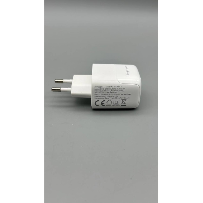 СЗУ XO. L138 30W GaN nitride (1USB-A+1USB-C) (210)