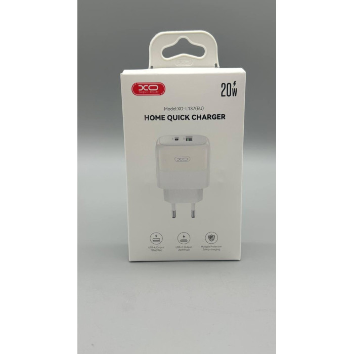 СЗУ XO. L137 PD20W/QC18W (1USB-A+1USB-C) (210)