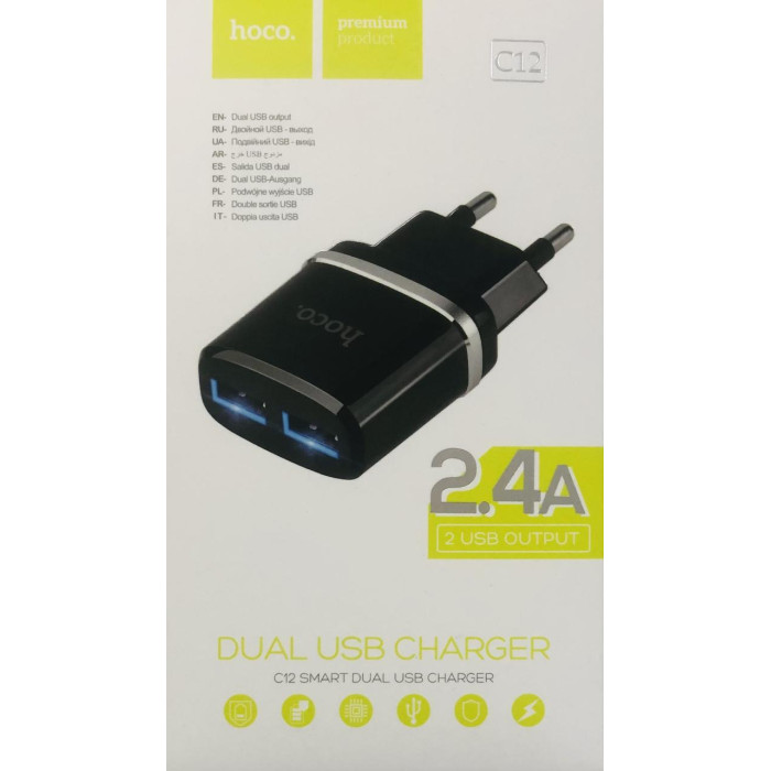 Адаптер HOCO USB CHARGER DOUBLE C 12 ART 7091 (100)