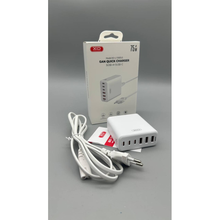 СЗУ XO. L133 75W GaN 3 USB +3 TYPE-C Desktop Fast Charger 1.5м (90)