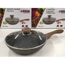 Сковорідка з кричкою 24 см гранітне покр. з червоним BENSON BN-538 (8 шт.)