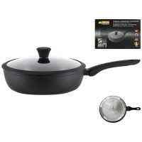 Сковорода глибока антипригарне алмазне покриття 24*6,5 см і кришка з силіконом BN 448 (6)