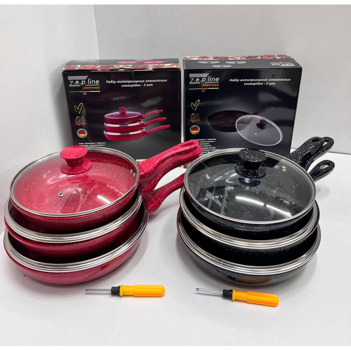 ZP-700 Набор антипригарных сковородок 3 шт мікс (8)