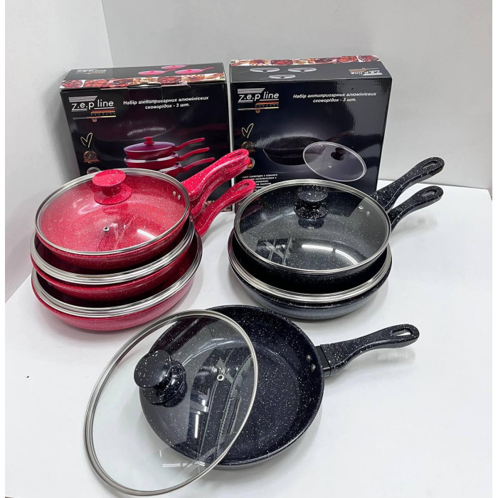 ZP-700 Набор антипригарных сковородок 3 шт мікс (8)