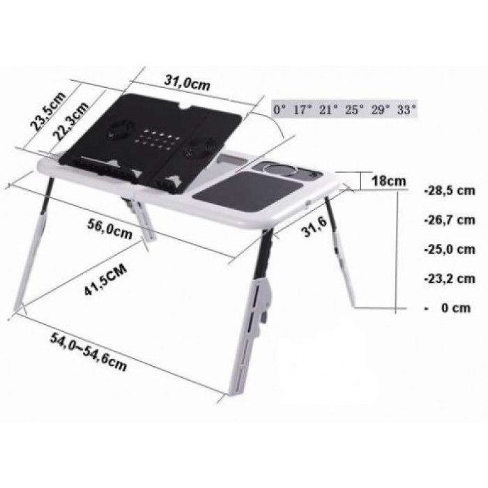 Портативний столик для ноутбука з охолодженням 2 USB кулерами E-Table LD-09 (10)