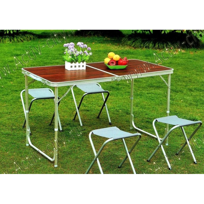 Стіл для пікніка з 4 стільцями Folding Table 120х60х55/60/70 см (1 шт./ясть)