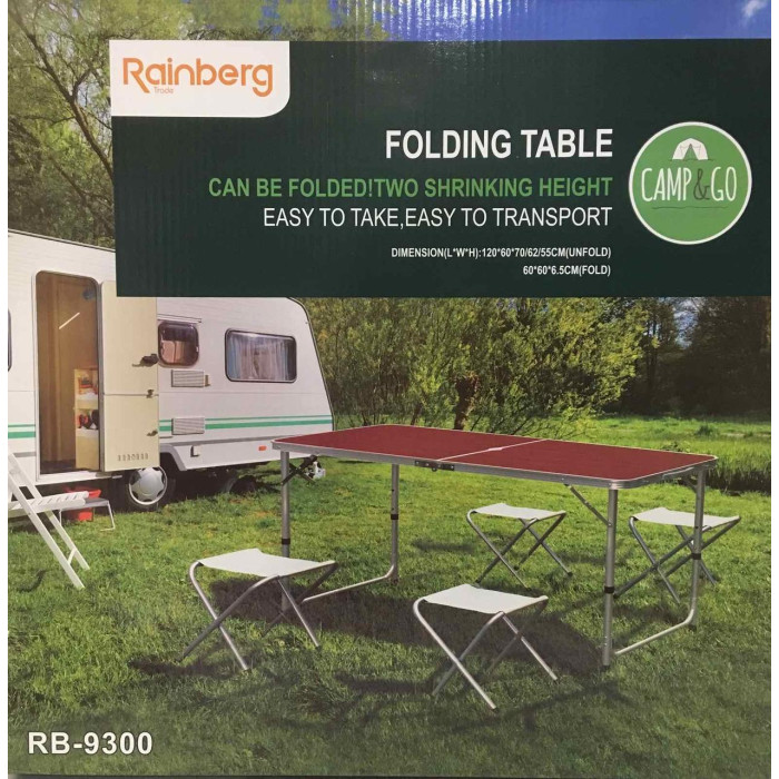 Стіл розкладний туристичний + 4 стільці RAINBERG RB-333/9300 (2 шт./яск)