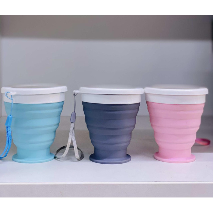 Стакан складаний силіконовий з кришкою SILICON MAGIC CUP (100 шт./ясть)