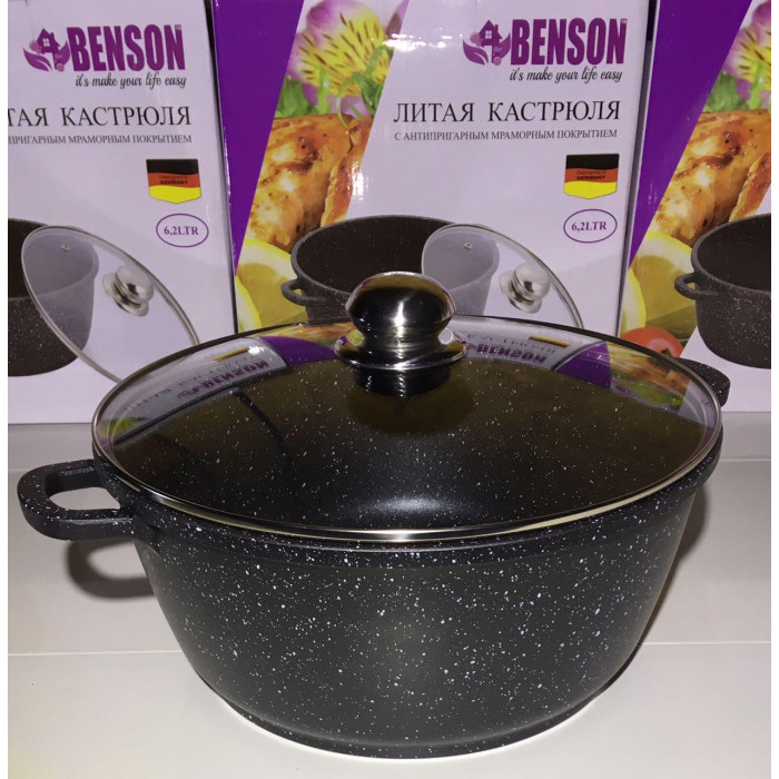 Каструля з кришкою мармур 6.2 л BN-309 (4 шт./яск.)