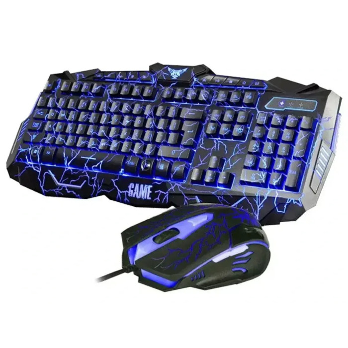 Професійна дротова ігрова клавіатура з 3 підсвітками та мишкою ART V 100P/7749 (20 шт./ясть)