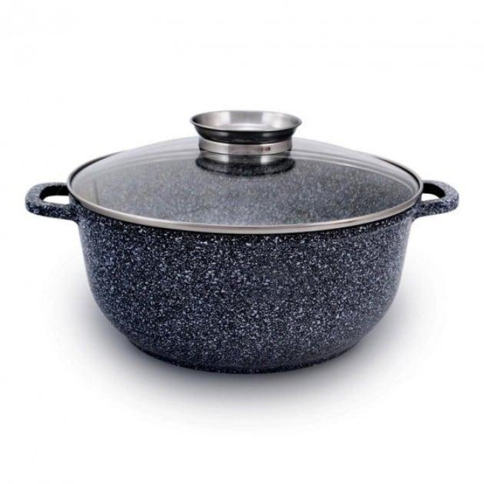 Казан UNIQUE UN-5212, 16 см,1.2 л, Мармур/чорний (12 шт)