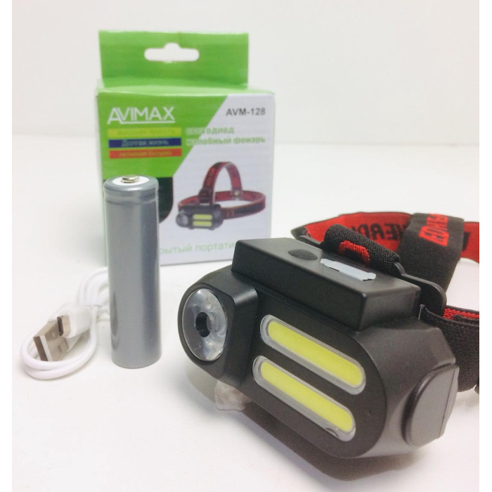 Налобний ліхтар акумуляторний NF 611/AVM 128 XPE+COB (240 шт./яский)