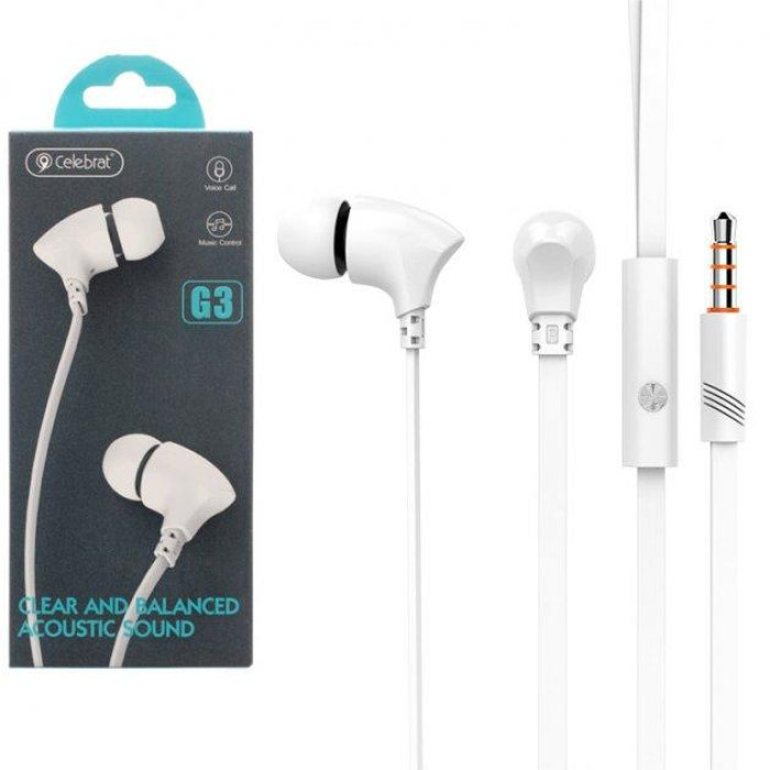 Навушники вакуумні з мікрофоном Celebrat G3-001/ 7829 (200 шт./яский)