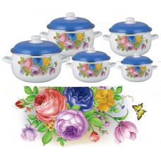 Емальовані Каструлі. З 5 штук, З Індукційним Дном, 2.6/3.5/4.5/5.6/6.0. ~ 18/20/22 EB 1879