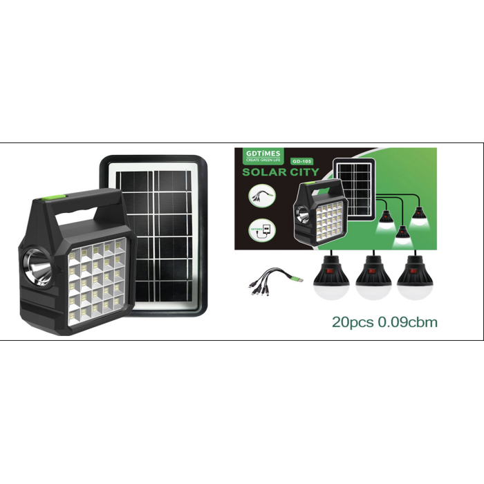 Ліхтарик ручний із сонячною панеллю, павербанк MultiFunctional RB-GD105 (GD-105) (20 шт/ящ)