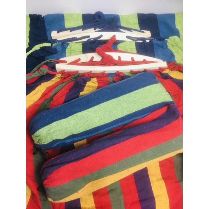 Тканинний гамак Amazonas 150 х 200 см, з планкою, різнобарвна, бавовна, чохол ART6017/ 1166 (40 шт./ясть)