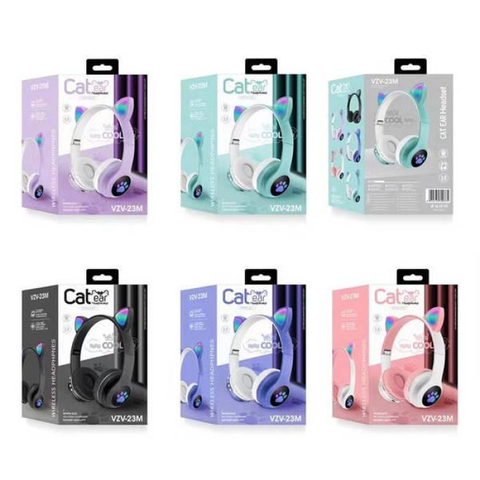Бездротові Bluetooth-навушники з вушками Cat Ear VZV-23M/7805 з LED-підсвіткою (100 шт./ясть)