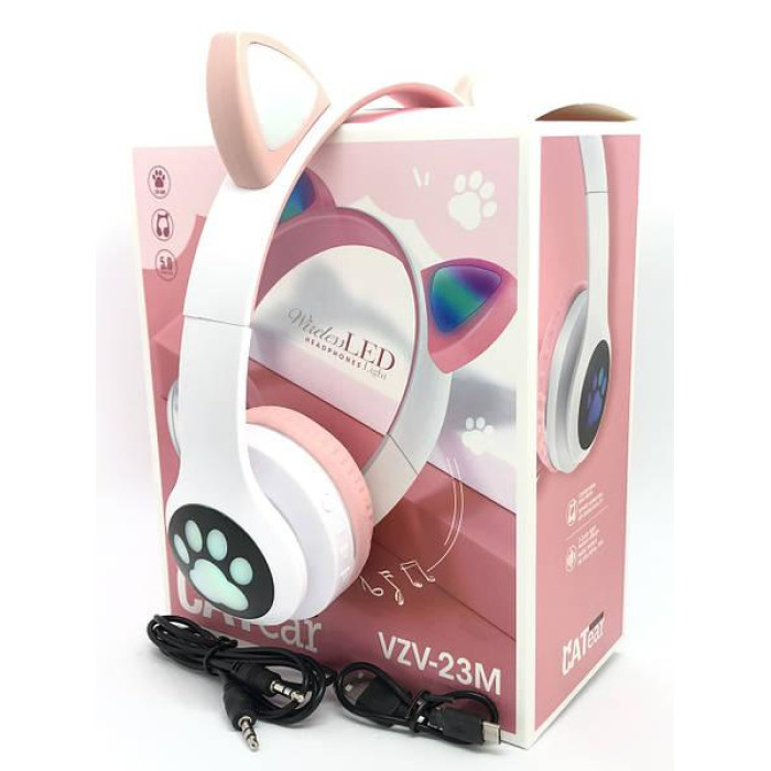 Бездротові Bluetooth-навушники з вушками Cat Ear VZV-23M/7805 з LED-підсвіткою (100 шт./ясть)