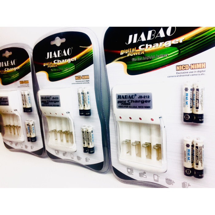 Комплект Зарядний + батареки пальчик JB-212"/ 3278, AA (60 шт./ясть)