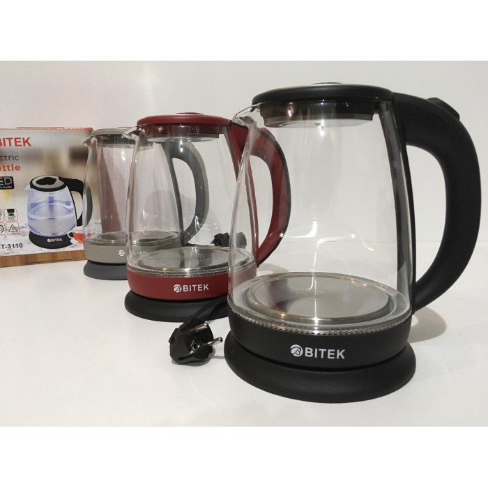 Електрочайник скляний 1,8 л 2400 Вт BITEK BT-3110 (12 шт./ясть)