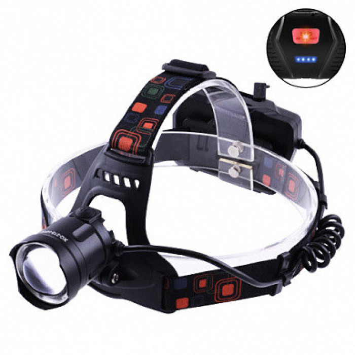 Ліхтар налобний XQ-218-HP50, ЗП micro USB, 3x18650, power bank, signal light, zoom (120 шт./ясть)