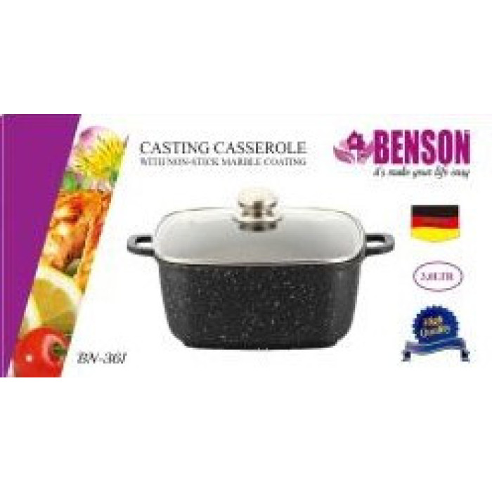 Каструля з кришкою 3,0 л, 20 см Квадрат, Мармурове покр BN 361 (8 шт./ясть)
