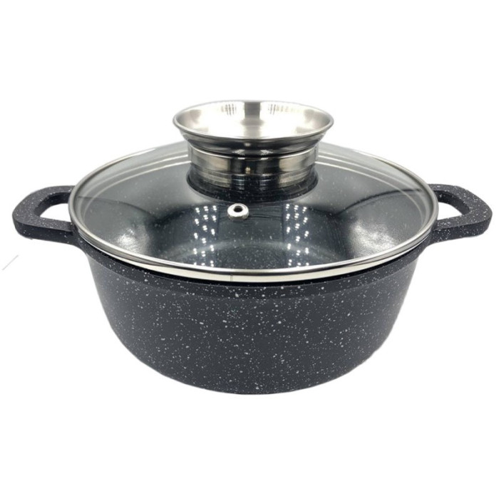 Казан UNIQUE UN-5274 3.2 л, 22 см мармур/чорний (6 шт./ясть)