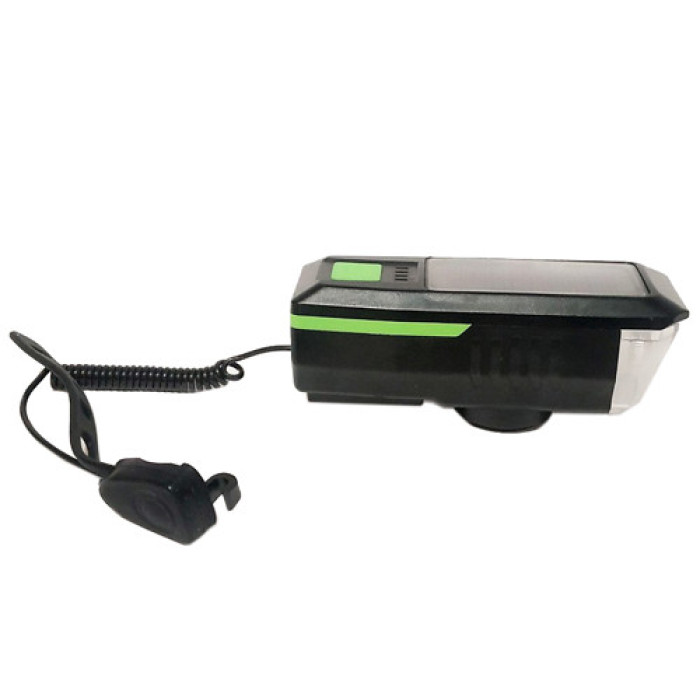 Велофара з сигналом LY-17-XPE, сол. батарея, виносна кнопка, Waterproof, Li-Ion акум., ЗП mircoUS