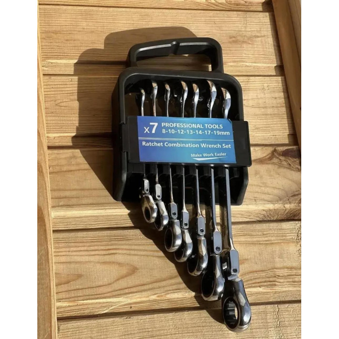 Ключі гайкові комбіновані тріскачкові шарнірні в наборі 7 шт Wrench set (20)