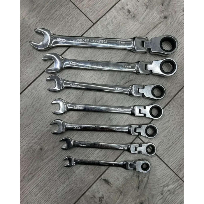 Ключі гайкові комбіновані тріскачкові шарнірні в наборі 7 шт Wrench set (20)