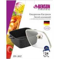 Каструля з кришкою 5,1 л,24 см Квадрат, Мармурове покриття BENSON BN-362 (6 шт./ясть)