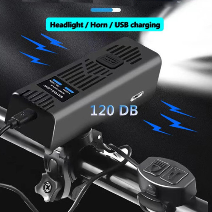 Велофара з сигналом MT-007-T6, 450Lum, 18650 (2200mAh), виносна кнопка, Waterproof, ЗП mircoUSB