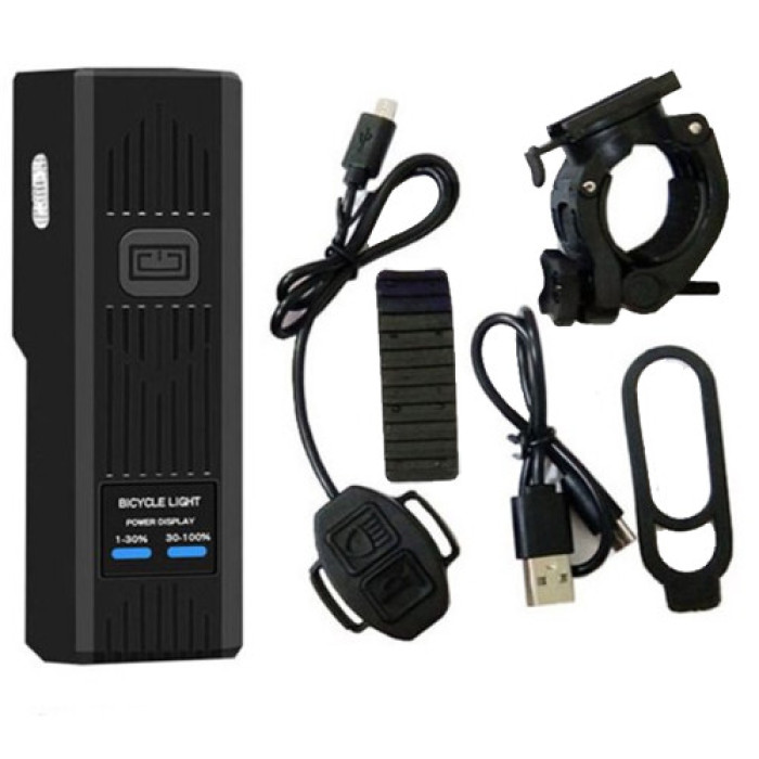 Велофара з сигналом MT-007-T6, 450Lum, 18650 (2200mAh), виносна кнопка, Waterproof, ЗП mircoUSB