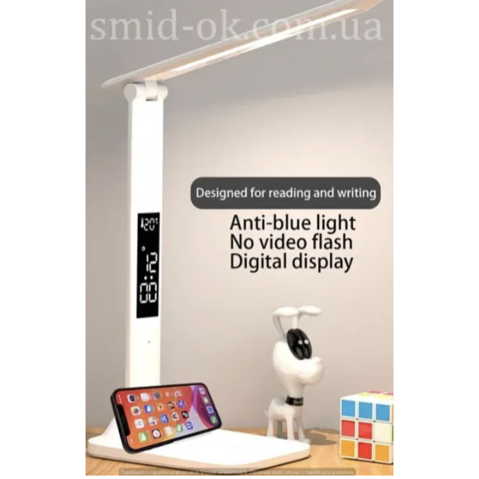 Лампа LED настільна з годинником LCD 868/TX 26 European rotary table lamp (50)