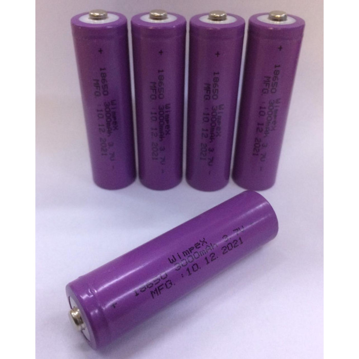 Акумулятор Wimpex, фіолетовий 18650/3,7v/3000mAh (400 шт./яск)