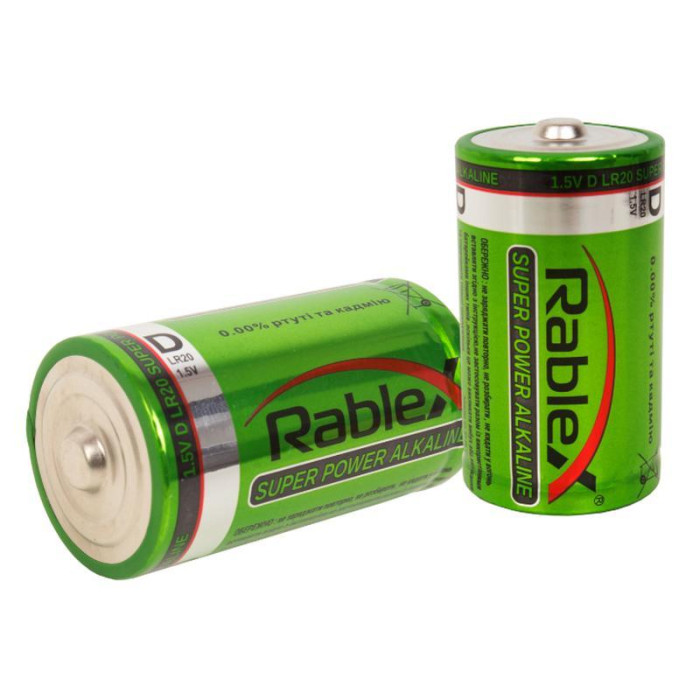 Батарейка Rablex лужні LR20/ техніка/D/1.5V/2шт (120 шт./яск)