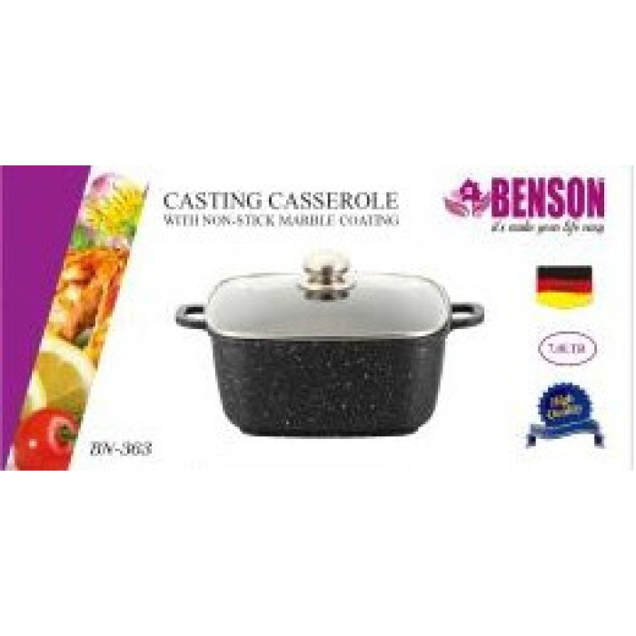 Каструля з кришкою 7 л,28 см Квадрат, Мармурове покриття BENSON BN-363 (6 шт./ясть)